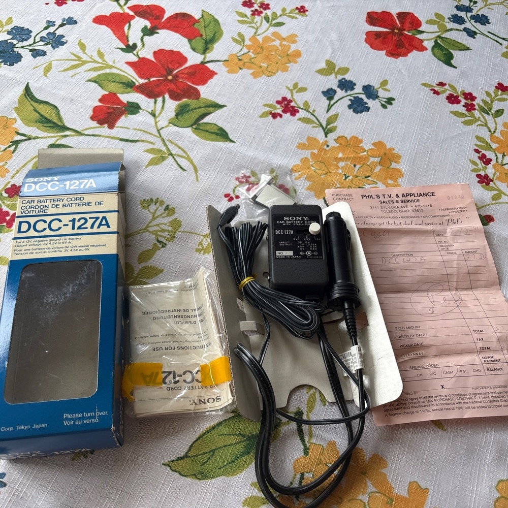 NOS Sony DCC-127A Car Battery Cord